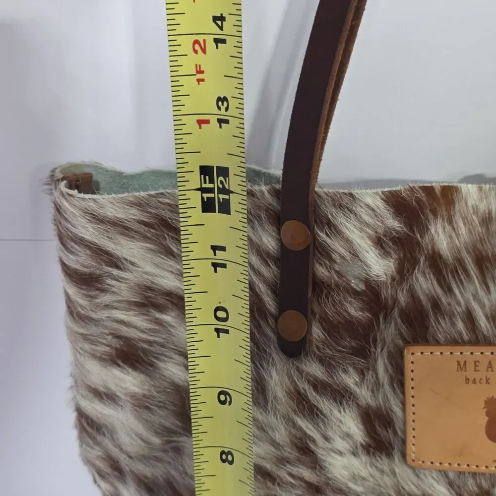 Meanwhile Back on the Farm Hair On Hide Cow XL 16" TOTE BAG AUTHENTIC $375 - Picture 8 of 9